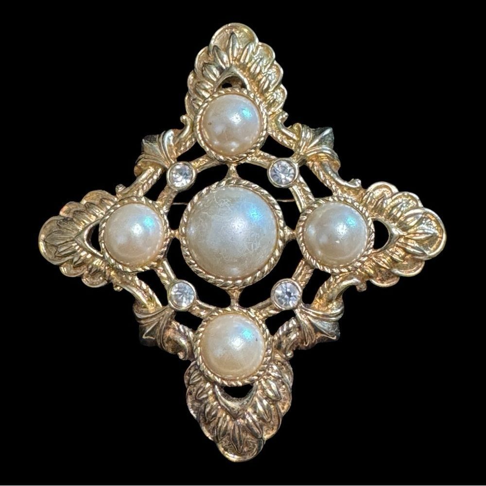 Vintage 1980’s Maltese Cross Brooch by Kenneth Jay Lane for Avon